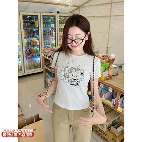 <曾小咸推荐>4.17现货秒杀 ！微信超特价！韩系kitty印花正肩短袖 日常119.99 立减60 秒杀59.99！！