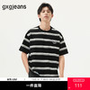 gxg.jeans男装 黑色条纹设计复古休闲宽松圆领短袖T恤 25年夏热卖 商品缩略图0