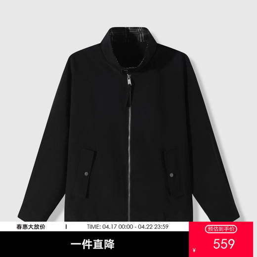 GXG男装26春季时尚复古撞色格纹简约行政通勤翻领休闲男式夹克K&C 商品图0