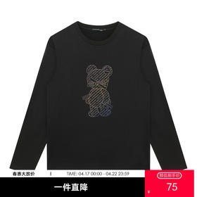 GXG男装【字母小熊】春季男女同款时尚圆领纯棉长袖t恤上衣K&C