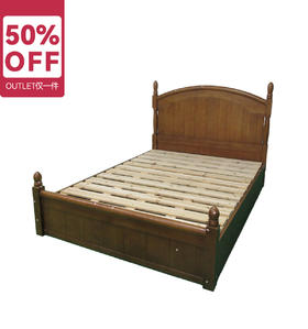 【OUTLET】双人收纳床N波士顿 中棕色