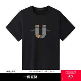 GXG男装【字母U形】夏季时尚撞色印花男士圆领百搭短袖t恤K&C