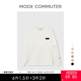 MODE COMMUTER旗舰店商场同款纯棉圆领长袖男拼接印花多色上衣