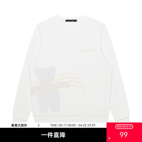 GXG男装【100%棉】春季卡通条纹小熊图案情侣款圆领卫衣K&C