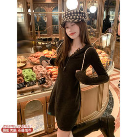 <曾小咸推荐>2.9现货秒杀 ！微信超特价！连帽蕾丝边针织连衣裙 日常229.99 立减140 秒杀89.99！！