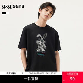 gxg.jeans男装  多色兔子印花潮流时尚圆领短袖T恤男 25年夏热卖