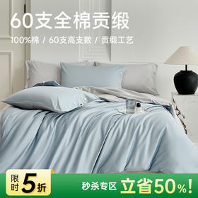 60支全棉贡缎四件套（幻境蓝）