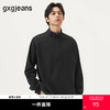 gxg.jeans男装 黑色胸前绣花简约立领半开襟长袖T恤男 25年春热卖 商品缩略图0
