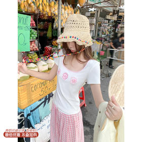 <曾小咸推荐>4.19现货秒杀 ！微信超特价！韩系刺绣花朵修身短袖t恤 日常119.99 立减70 秒杀49.99！！