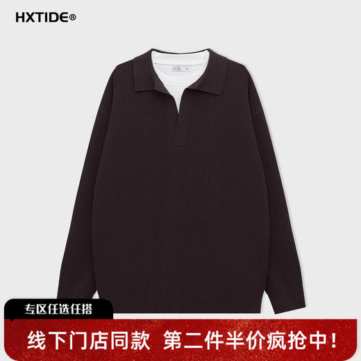 【新品上新】HX 冬季假两件翻领毛衫S107544129101/02 商品图0