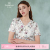 乔万尼真丝短袖上衣女设计感衬衫时尚气质v领印花桑蚕丝衬衣夏ES2C135 商品缩略图0