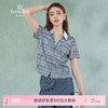 乔万尼新款衬衫女格子短袖衬衫蓝色衬衫女EM2C748 商品缩略图0