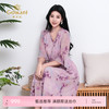 乔万尼新品大女主气质粉韵水彩印花V领收腰连衣裙ED2E521 商品缩略图0