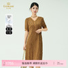 乔万尼新品真丝V领宽松时尚菱格花印花连衣裙ED2E560 商品缩略图0