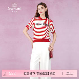 乔万尼针织衫女夏短袖减龄条纹设计EM2M891