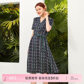 法国小众桔梗裙乔万尼夏真丝赫本复古桑蚕丝连衣裙女长款EN2E555