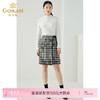 乔万尼秋冬经典黑白格撞色织带时尚百搭洋气英伦风显瘦半裙ES4D420 商品缩略图0