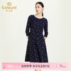 乔万尼新款秋装长袖圆领收腰显瘦气质印花珍珠扣中长款连衣裙ES3E580 商品缩略图0