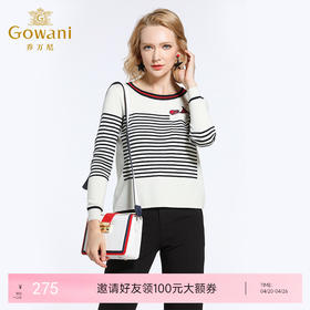 乔万尼 春冬季宽松直筒大码条纹羊毛针织衫女长袖打底毛衣EB3M292