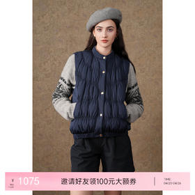 乔万尼羽绒马甲休闲减龄90绒子含量重工弹力褶活力羽绒服EM4T658