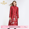乔万尼羽绒服女复古名族风红色印花宽松立领保暖过膝长款EB4T087 商品缩略图0