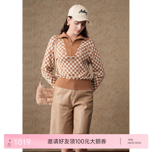 乔万尼冬季新款针织衫绵羊毛复古上衣女ET4M956 商品图0