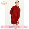 乔万尼秋冬复古红高领印花羊毛显瘦舒适休闲宽松减龄连衣裙ES4E323 商品缩略图0