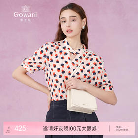 乔万尼夏季新款印花真丝衬衫短袖衬衣女宽松显瘦桑蚕丝上衣ES2C147