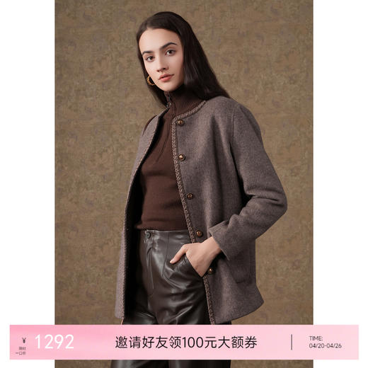 乔万尼中长款小香风羊毛外套短款时尚大衣EM4B595 商品图0