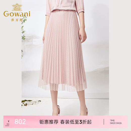 乔万尼半身裙新款春季a字网纱百褶气质高级感半裙ET2D271 商品图0