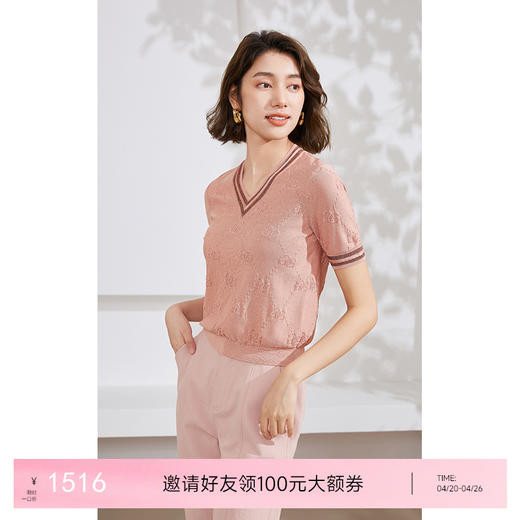 乔万尼桑蚕丝冰丝针织衫新款重磅提花设计EM2M858 商品图0