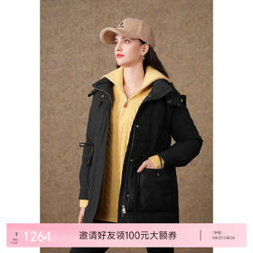 乔万尼羽绒服女款新款冬季加厚保暖收腰连帽工装风设计感EF4T163