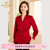 乔万尼新品红装衬衫修身V领上衣ET3C638 商品缩略图0