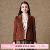 乔万尼100%绵羊毛短款翻领双排扣正肩利落感羊毛外套短大衣EF4B178 商品缩略图0