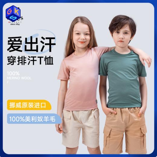 【100-170码】挪威进口 JANUS100%美利奴羊毛 超轻羊毛儿童舒适款T恤  克重159g/㎡【2026新色(纯色)】 商品图0