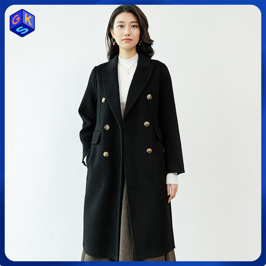 【100%羊毛】SIIJJEYY 枝辑 女士双排扣长款羊毛大衣（808） 商品图0