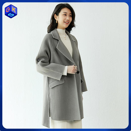 【100%羊毛】SIIJJEYY 枝辑 女士双面呢中长款羊毛大衣（815） 商品图0