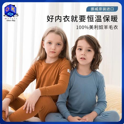 清仓【90-140码】挪威进口JANUS纪念款舒适版100%美利奴羊毛儿童秋衣秋裤 克重200g/㎡ 商品图0
