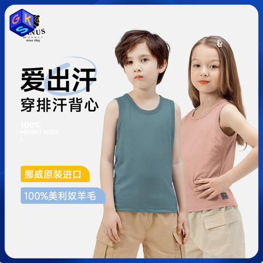 【90-170码】挪威进口 JANUS春夏100%美利奴羊毛 儿童超轻羊毛背心 克重159g/㎡【2026新色】 商品图0