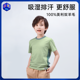 【90-170码】挪威进口 JANUS儿童100%美利奴羊毛 超轻羊毛儿童舒适款T恤克重159g/㎡2026新色)