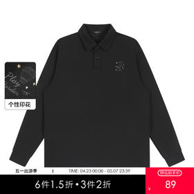 gxgjeans男装26春款翻领长袖POLO衫新潮个性印花休闲百搭通勤户外上衣男K&C