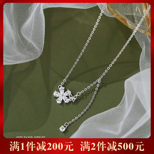 【清妍】S999银镂空蝴蝶花朵流苏项链【YXS-A3696】 商品图0