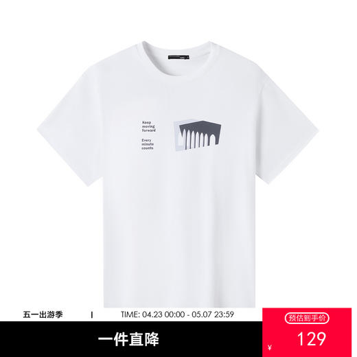 GXG男装【100%棉】26夏季创意欧式建筑印花圆领休闲男式短袖T恤K&C 商品图0