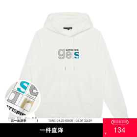 GXG男装【撞色印花】春季时尚潮流正背面图案男式连帽卫衣K&C
