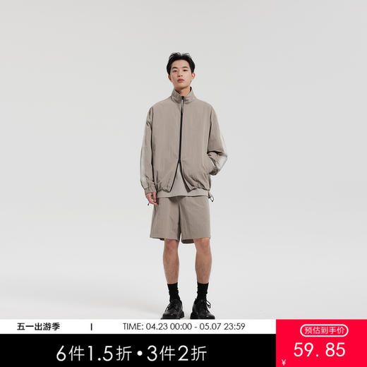 MODE COMMUTER | MC阔腿梭织短裤皱感面料直筒型短裤MCF122077A 商品图0