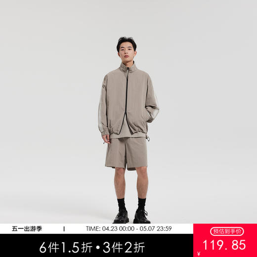 MODE COMMUTER | MC阔腿梭织长裤皱感面料立领夹克MCF121064A 商品图0