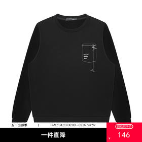 GXG男装【100%棉】春季时尚口袋绣线宽松舒适男式休闲长袖卫衣K&C