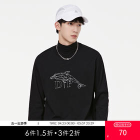 GXG男装【鲸鱼印花】秋季时尚字母男款纯棉圆领长袖t恤K&C