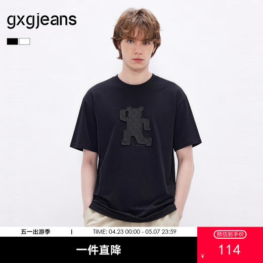 gxgjeans男装 老花小熊潮流时尚宽松圆领短袖T恤男生 26夏新品 商品图0