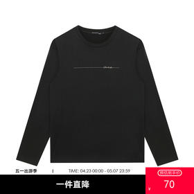 GXG男装【100%棉】春季时尚刺绣线条圆领休闲轻薄男式长袖T恤K&C